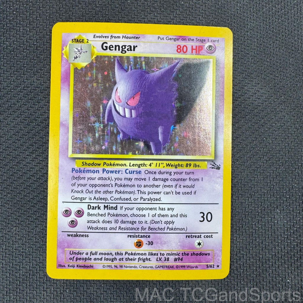 Gengar 5/62 Unlimited Holo Fossil Pokemon TCG MP