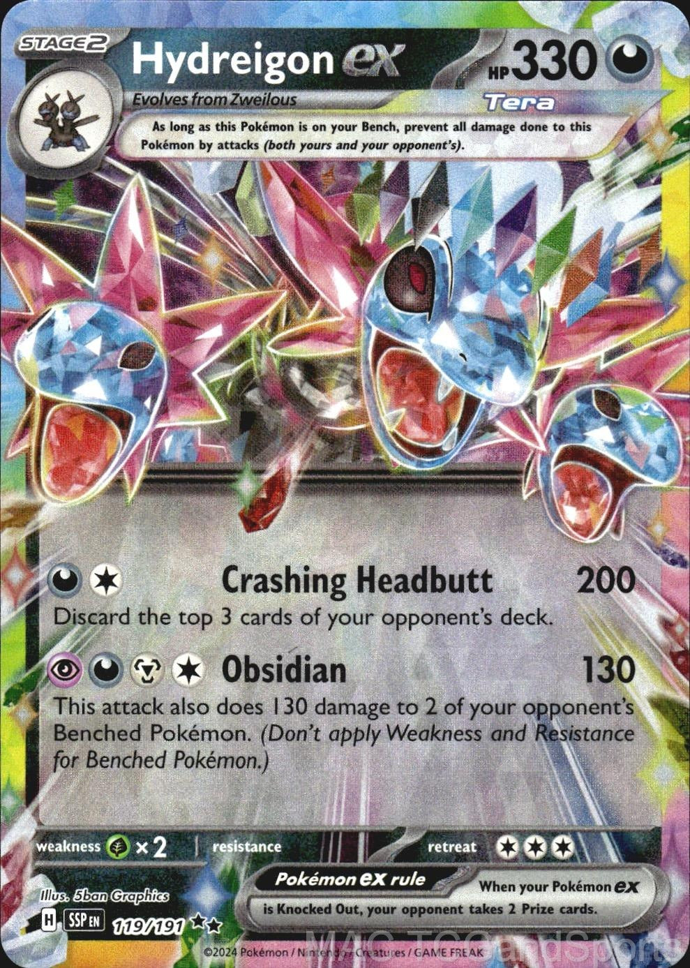 Hydreigon ex 119/191 Holo Surging Sparks Pokemon TCG NM