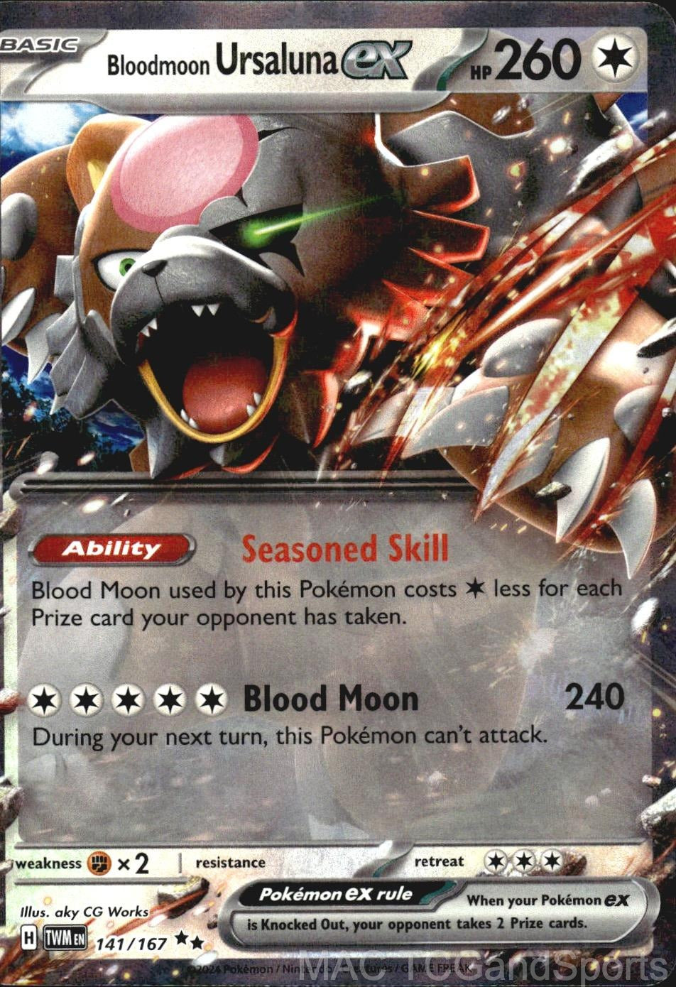 Bloodmoon Ursaluna ex 141/167 Holo Twilight Masquerade Pokemon TCG NM